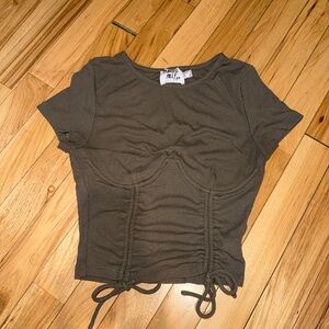 Princess Polly Olive Ruched Crop Top